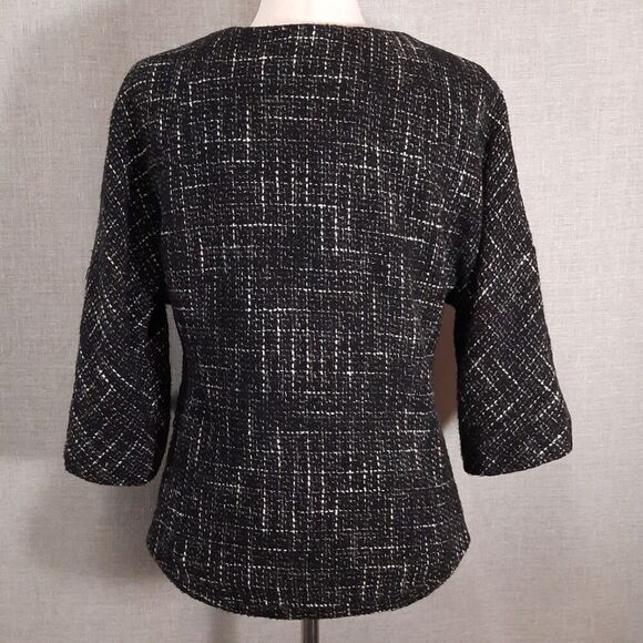 East 5th Women's Tweed Boucle Check Jacket Size Medium Black & White 100% Cotton - Picture 3 of 16